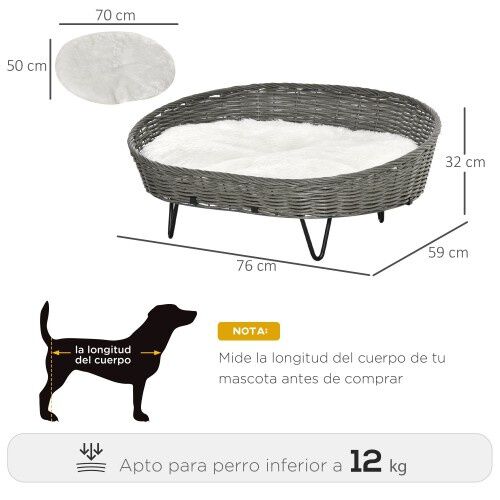 PawHut cama de mimbre para mascotas, , large Imagen numero 2