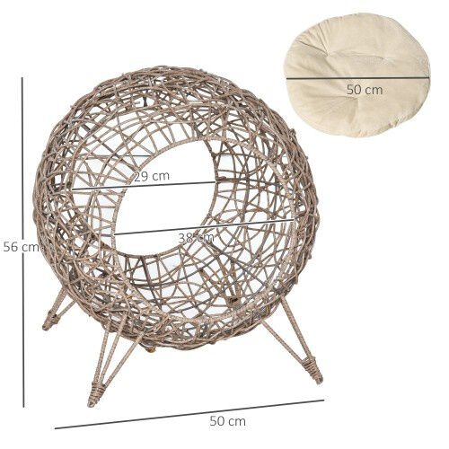 Pawhut cama cueva de rat&aacute;n marr&oacute;n para gatos, , large Imagen numero 2