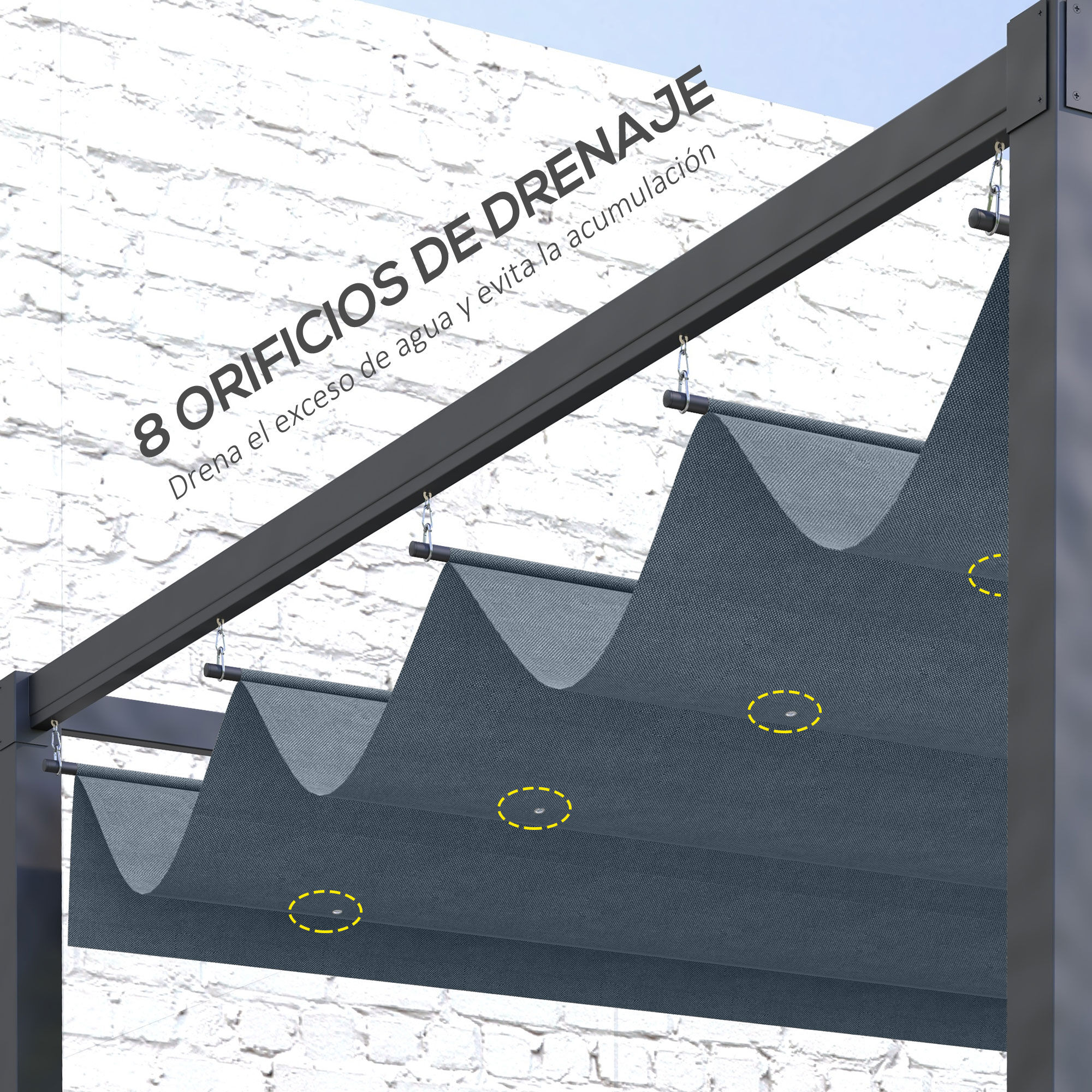 Outsunny Techo de P&eacute;rgola Gris Oscuro, , large Imagen numero 5
