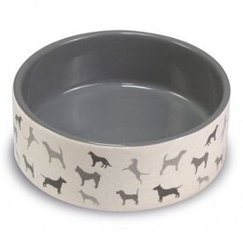 Comedero de cerámica perritos color Gris