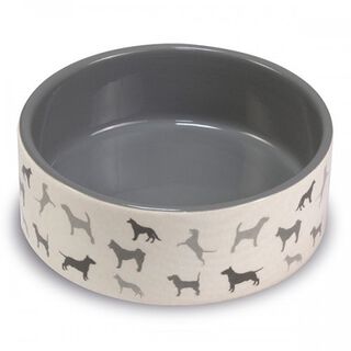 Comedero de cerámica perritos color Gris