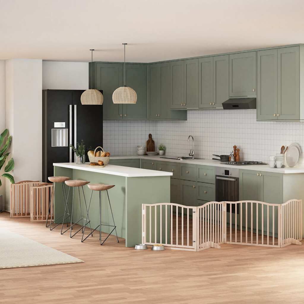 vidaXL Puerta para perros plegable 10 paneles madera de &aacute;lamo 800 cm, , large Imagen numero 2