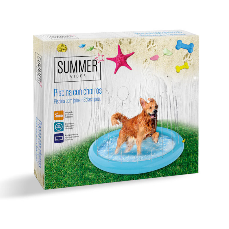 Summer Vibes Doggy Splash Piscina con Chorros para perros, , large image number null