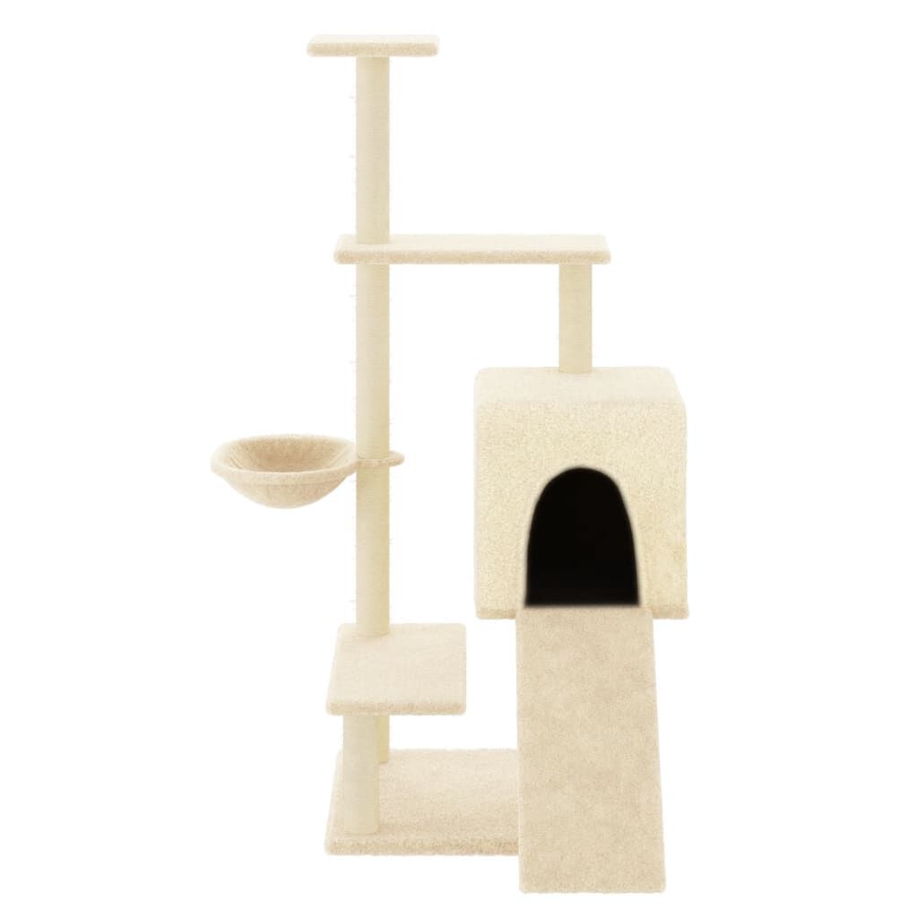 vidaXL Rascador para gatos con postes de sisal color crema 130,5 cm, , large Imagen numero 2
