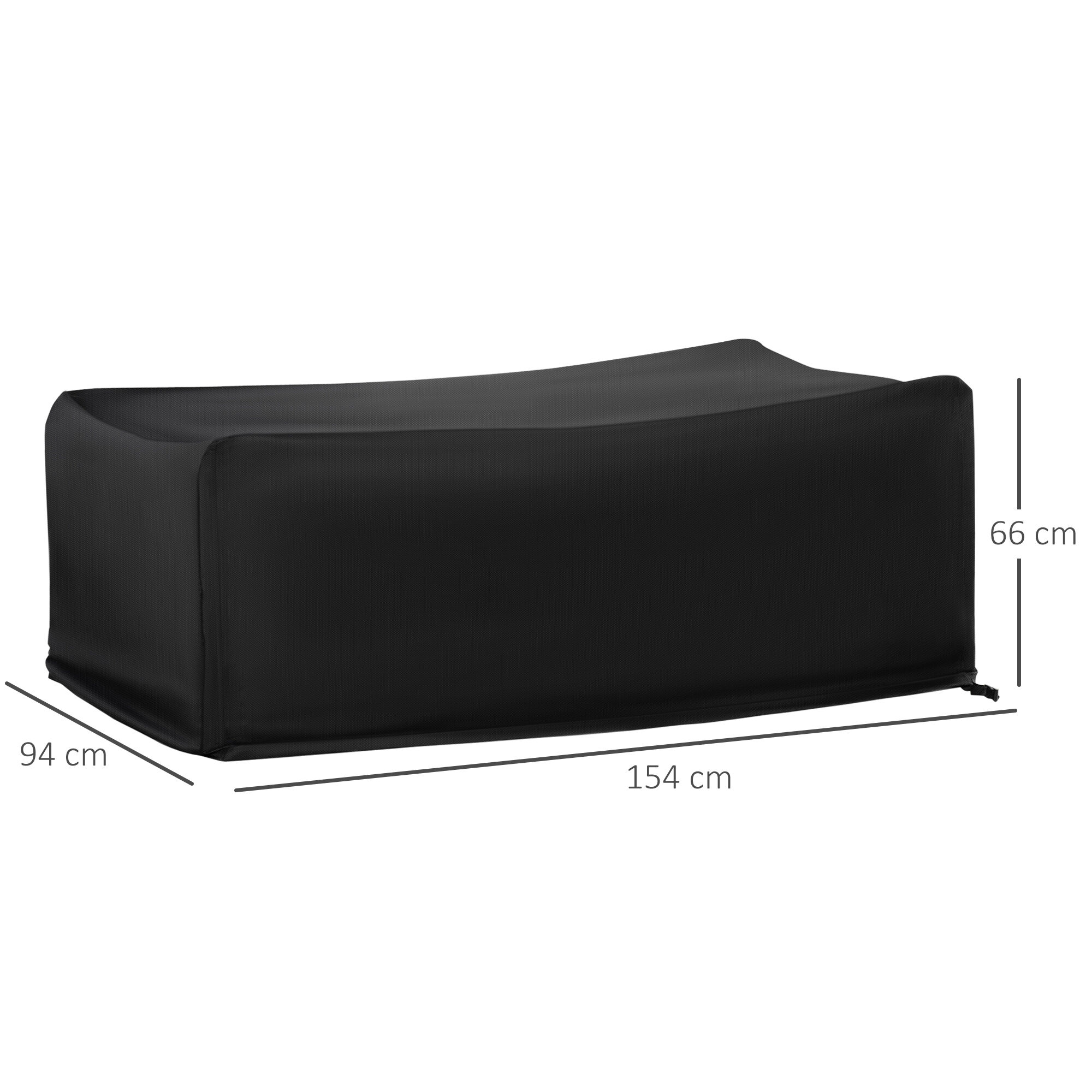 Outsunny Funda Protectora para Muebles de Jard&iacute;n 154x94x66 cm Cubierta de Muebles de Mesas Exterior Tela Oxford 600D Impermeable con Hebillas para Patio Terraza Negro, , large Imagen numero 3