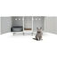 COSTWAY Cajas de Arena para Dos Gatos, Casa de Baño Oculto para Mascota con 2 Puertas, Arenero Cubierto con Entrada Sinuosa y Tablero Rascador, Mesa Auxiliar para Gatos 120 x 52 x 65 cm (Gris), , large indicador imagen numero 1