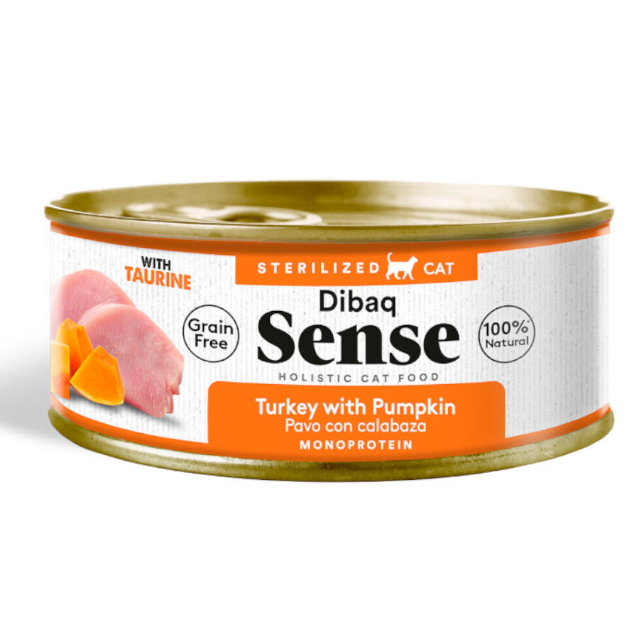 12 Latas x 70 g Dibaq Sense Lata Esterilizado Pavo con Calabaza para gatos, , large Imagen numero 2