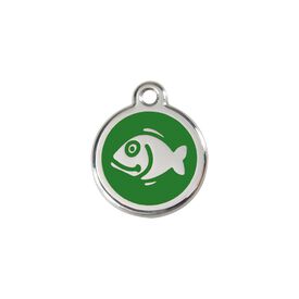 Red dingo Placa identificativa Acero Inoxidable Esmalte Pez Verde para gatos