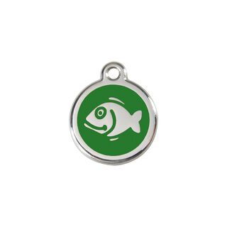 Red dingo Placa identificativa Acero Inoxidable Esmalte Pez Verde para gatos