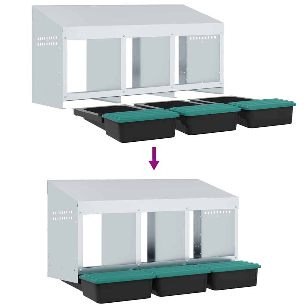 vidaXL Nido para gallinas de acero galvanizado para montar en la pared thumbnail