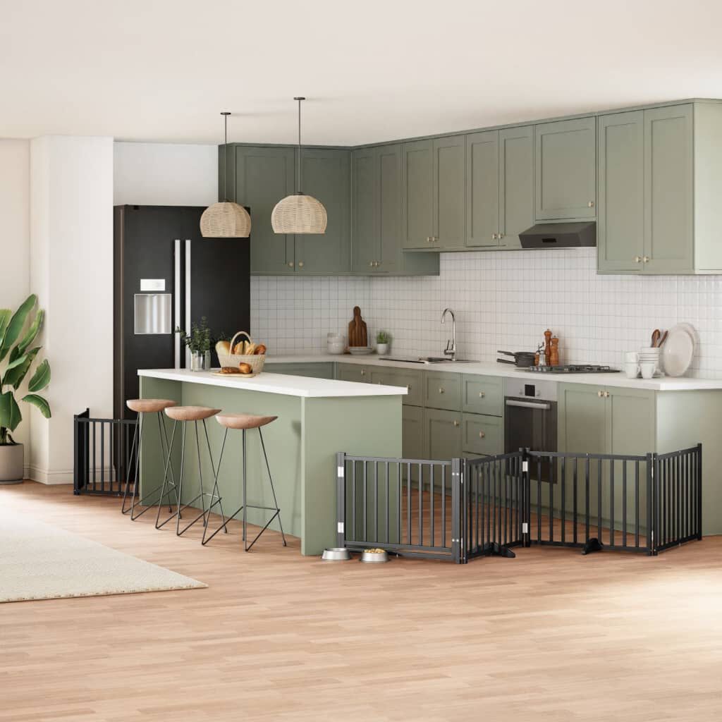 vidaXL Puerta para Perros Plegable Paneles Puerta de Seguridad Madera de &Aacute;lamo, , large Imagen numero 2