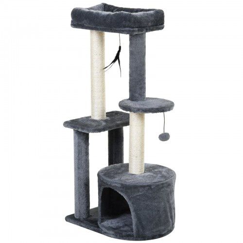 Rascador multi-niveles torre PawHut color Gris y Blanco thumbnail