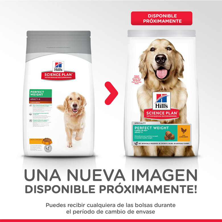 Hill's Science Plan Perfect Weight Adult Large Pollo pienso para perros, , large image number null