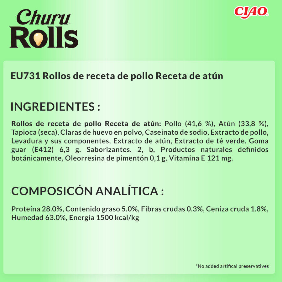 4 sobres x 10 g Churu Sticks Rolls de At&uacute;n para gatos, , large Imagen numero 6
