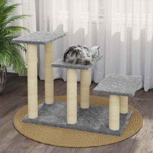 Vidaxl rascador en forma de escalera gris claro para gatos, , large Imagen numero 2