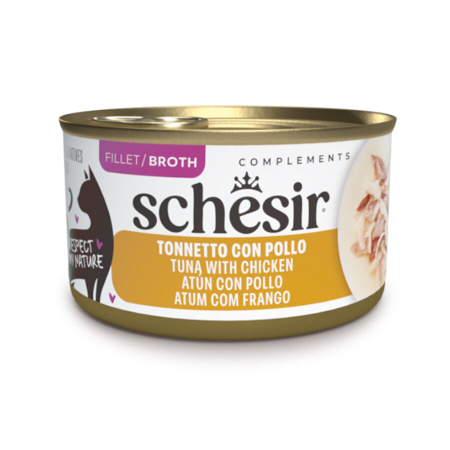 70 g Schesir Lata At&uacute;n con Pollo Filete para gatos, , large Imagen numero 1