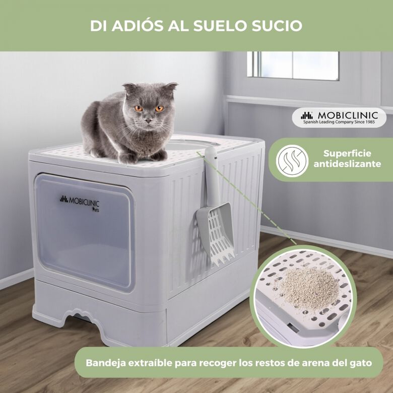 Mobiclinic Mobiclinic Arenero cerrado CatBox con Cepillo Estable Cómodo para Gatos thumbnail