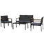 Outsunny Conjunto Muebles de Ratán PE de 4 Piezas con Cojines 2 Sillones 1 Sofá Doble y Mesa de Centro para Jardín Terraza Patio Negro y Gris, , large indicador imagen numero 1