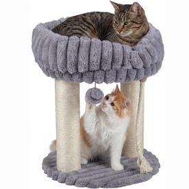 COSTWAY 40 x 40 x 50,5 cm &Aacute;rbol para Gatos Peque&ntilde;o (Gris) | Torre para Gatos con Plataforma Superior de Felpa, Rascadores de Sisal, Bola Colgante, Torre gato Interior para Mascotas