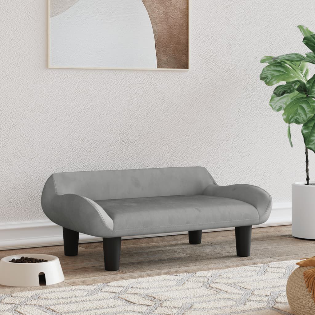 vidaXL Cama para perros de terciopelo gris claro 70x40x24 cm, , large Imagen numero 2