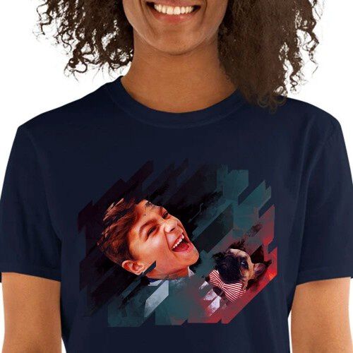 Mascochula camiseta mujer electronic personalizada con tu mascota azul marino thumbnail
