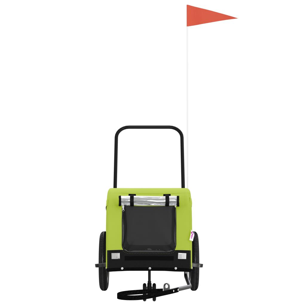 vidaXL Remolque de bicicleta mascotas hierro tela Oxford verde negro, , large Imagen numero 3