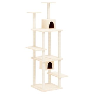 VidaXL Rascador con dos cuevas beige para gatos