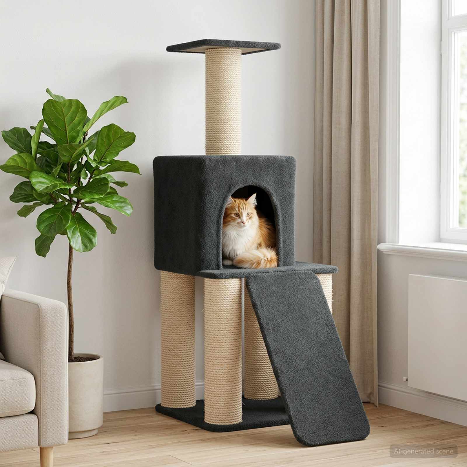 vidaXL &Aacute;rbol para gatos con postes de sisal &Aacute;rbol rascador Torre Gatos, , large Imagen numero 2