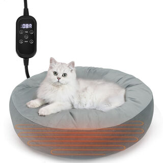 Nobleza Cama Redonda gris con Calefaccion para Gatos
