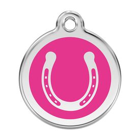 Red Dingo Placa identificativa Acero Inoxidable Esmalte Herradura Rosa Fuerte para perros