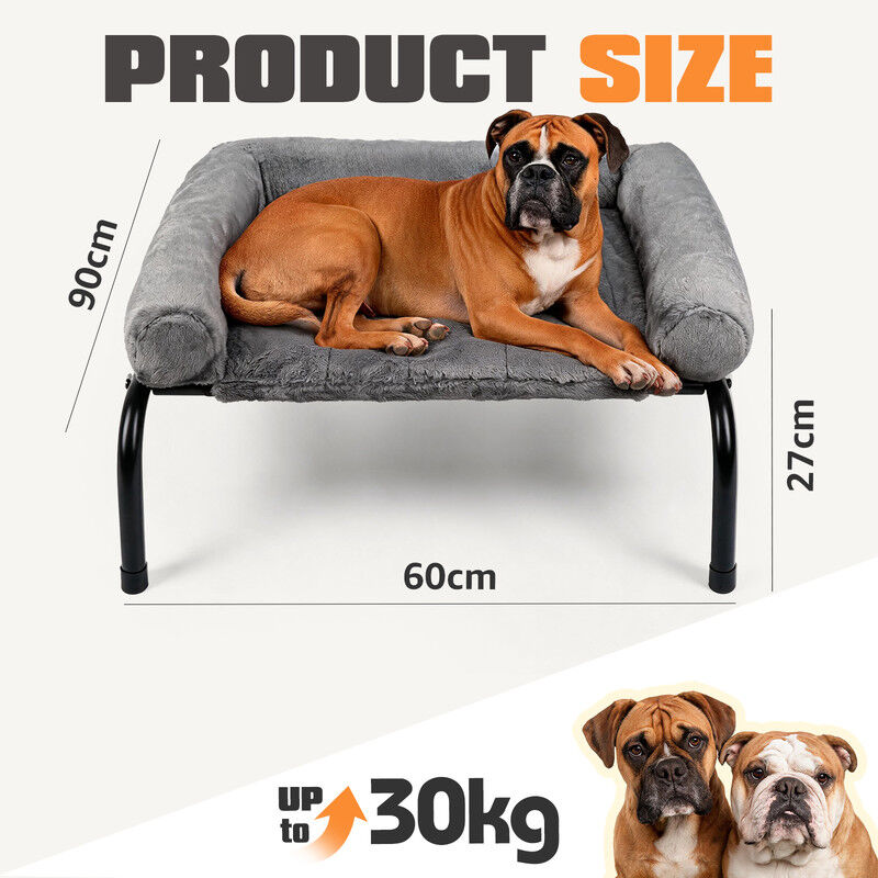 Nobleza Cama Elevada Sof&aacute; para Perros (XL-122*71*32cm) - Cama 2 en 1 Invierno/Verano con Coj&iacute;n de Felpa Desmontable, Cama T&eacute;rmica y Transpirable para Exterior e Interior, Gris, , large Imagen numero 15
