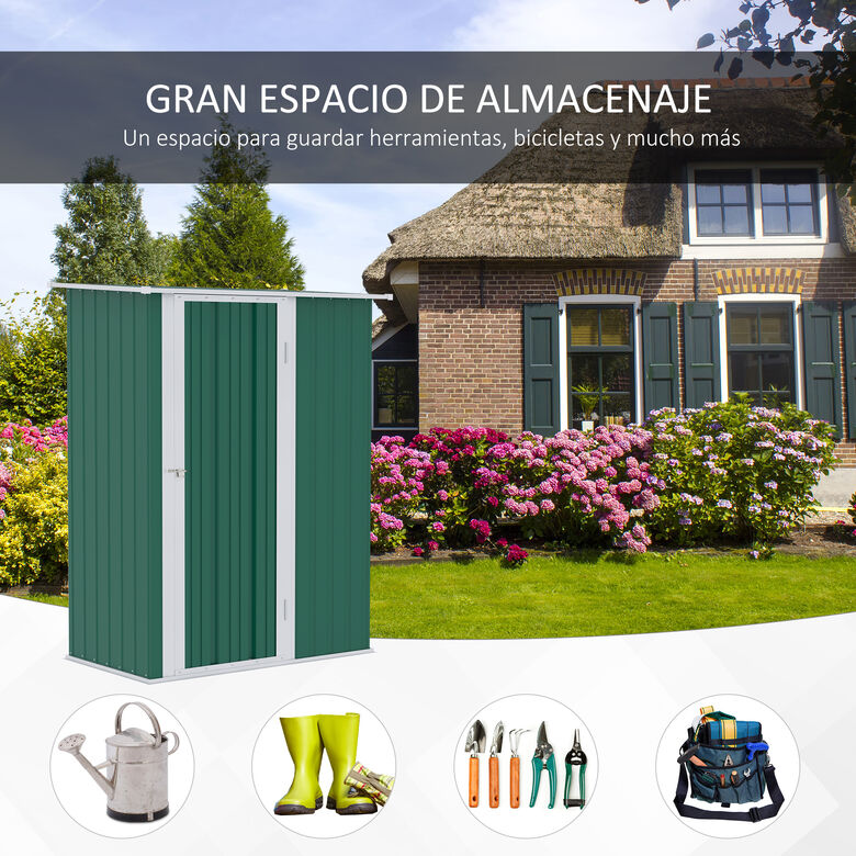 Outsunny Cobertizo Exterior de Metálico con Puerta Cerradura y Orificios de Drenaje para Almacenamiento thumbnail