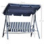 Outsunny Columpio Balanc&iacute;n de Jard&iacute;n Exterior de 3 Plazas con Coj&iacute;n Techo Ajustable y Marco de Metal para Balc&oacute;n Terraza Patio Carga M&aacute;x. 200 kg 172x110x153 cm Raya Azul, , large indicador imagen numero 3