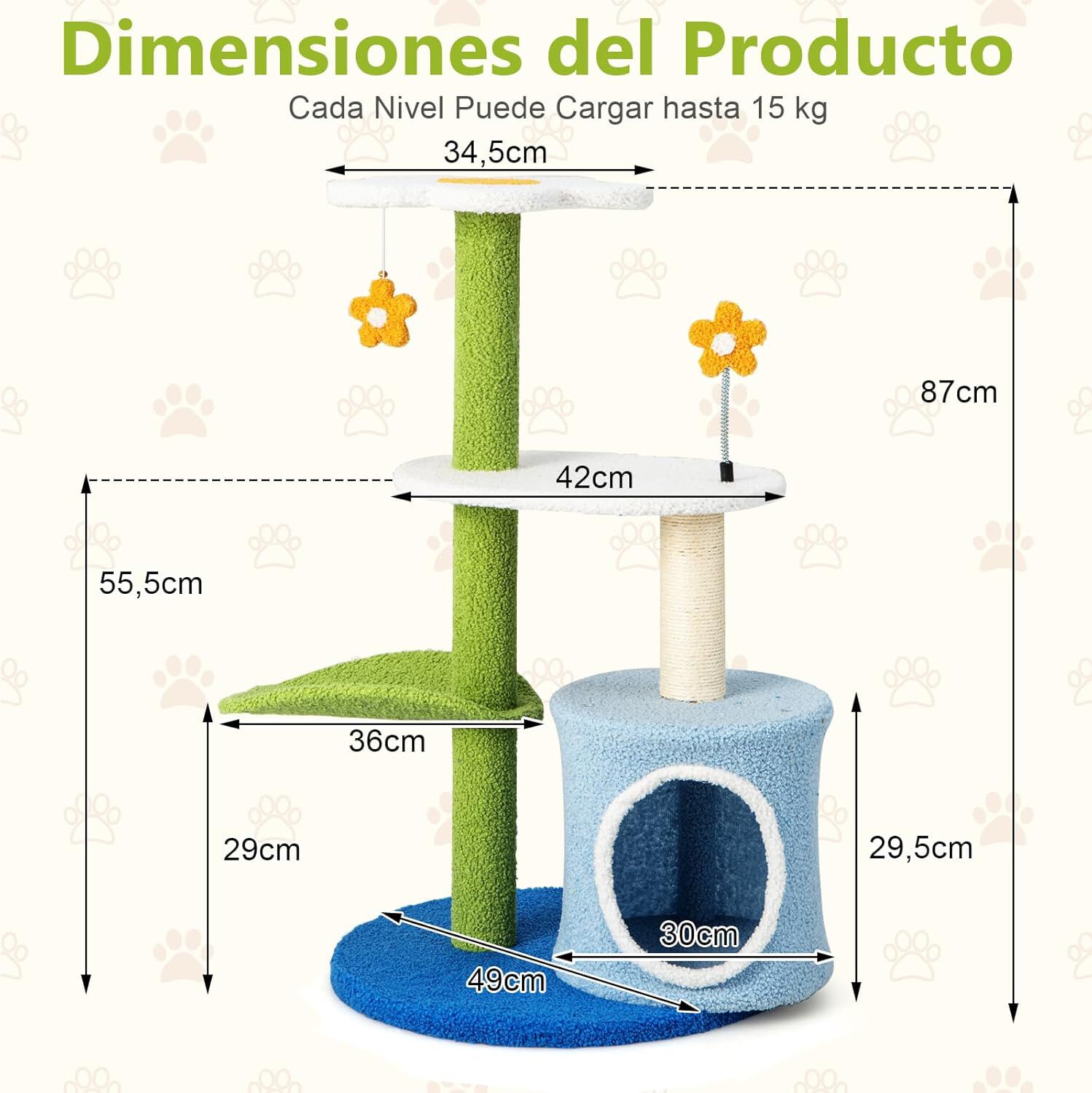 COSTWAY Árbol para Gatos en Forma de Flor con Rascador Cubierto de Sisal para gatos thumbnail