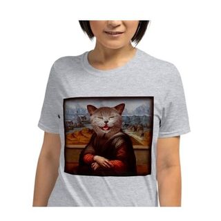 Mascochula camiseta mujer gioconda personalizada con tu mascota gris 