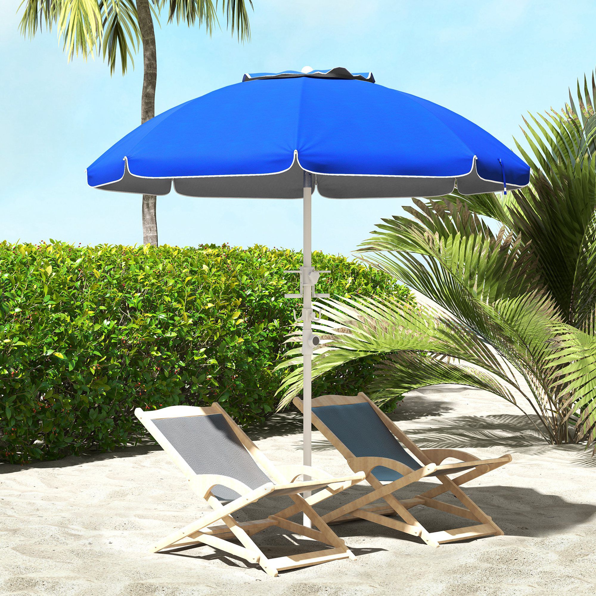 Outsunny Sombrilla de Playa Azul, , large Imagen numero 2