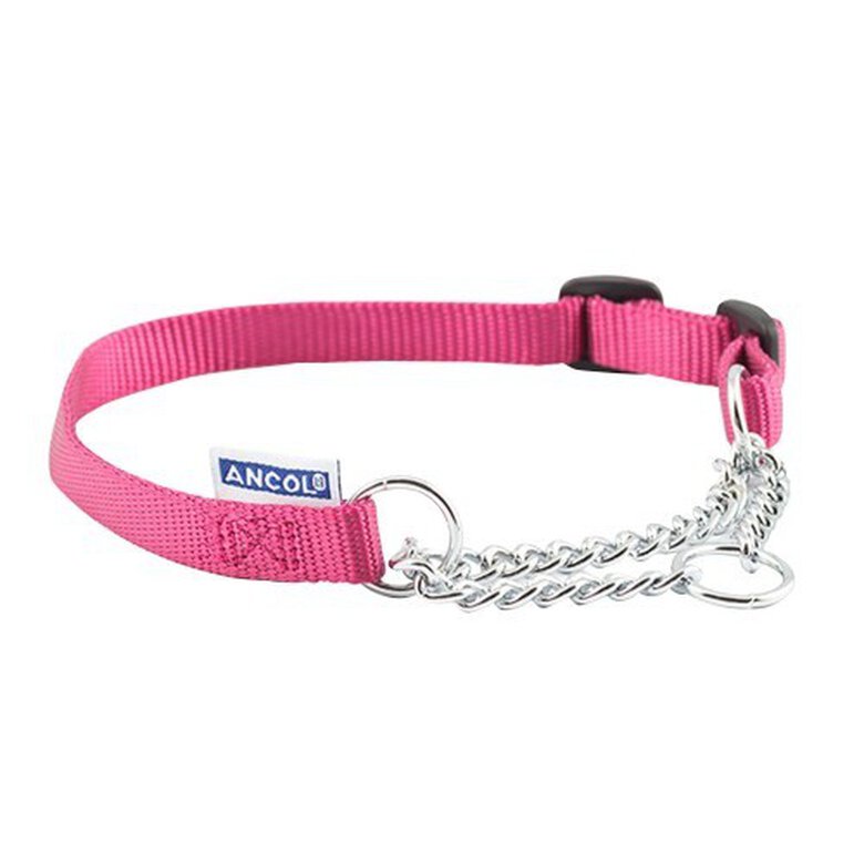 Collar de nylon con cadena para perros color Frambuesa, , large image number null
