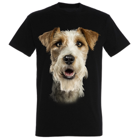 Camiseta Jack Russell pelo largo para hombre color Negro