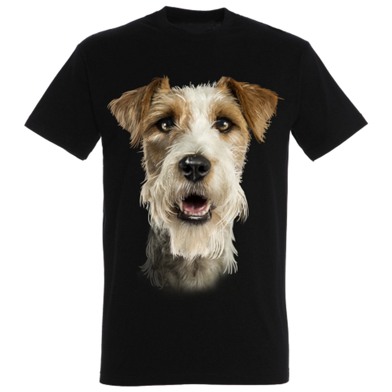 Camiseta Jack Russell pelo largo para hombre color Negro