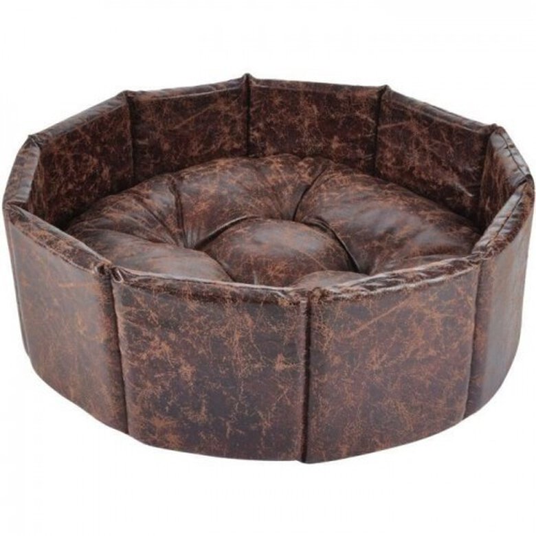 Cuna octogonal Chesterfield para perros color Marrón, , large image number null