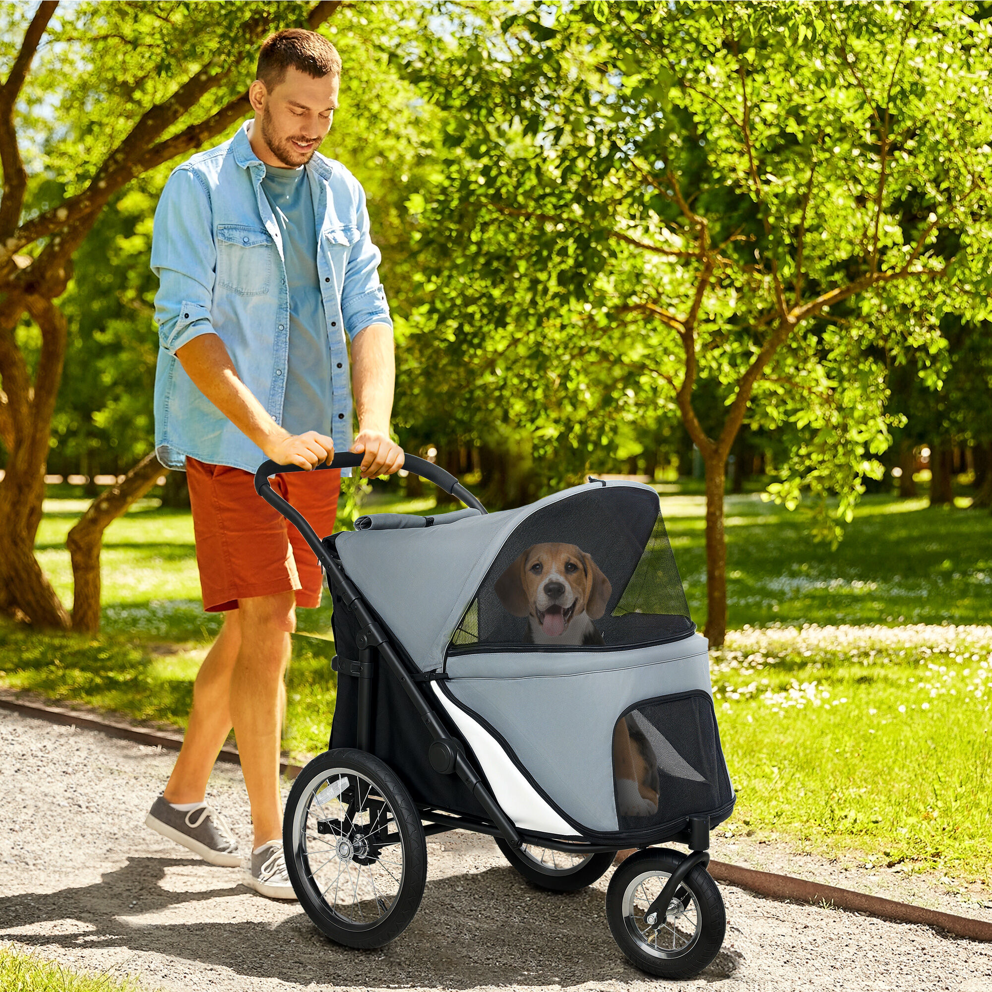 PawHut Carrito para Perro Gris, , large Imagen numero 2