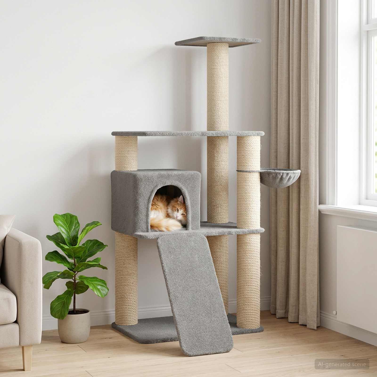vidaXL &Aacute;rbol para gatos con postes de sisal Muebles Gatos &Aacute;rbol Interior, , large Imagen numero 2