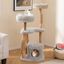 COSTWAY 124cm &Aacute;rbol Rascador para Gatos de Madera Maciza, Torre Rascador para Gatos con Postes de Sisal, Condominio, Plataformas, Centro de Actividades de M&uacute;ltiples Niveles para Gato, Gris, , large indicador imagen numero 2