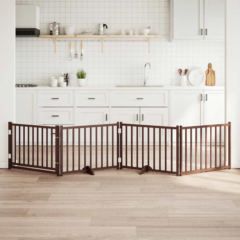 vidaXL Puerta para Perros Plegable Paneles Puerta Mascotas Madera de Álamo thumbnail