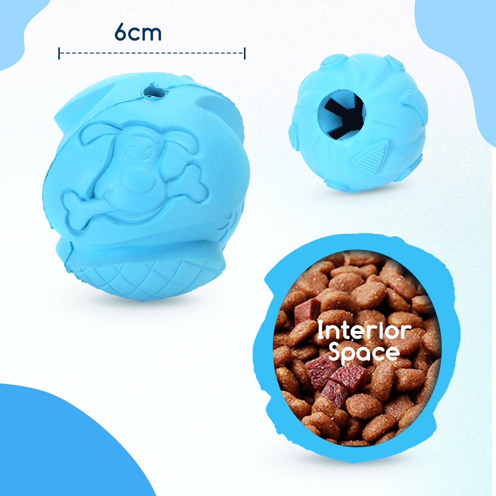 Nobleza Pelota Perros, Pelota de Juguete para Perros, Dispensador de Aperitivos Interactivo Mascotas, Pelota Fun para Masticar Jugar Entrenamiento, Bolas de Caucho Natural &Oslash; 6 cm, , large Imagen numero 3