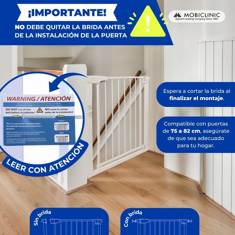 Mobiclinic Barrera de Seguridad con cierre automático regulable para mascotas thumbnail