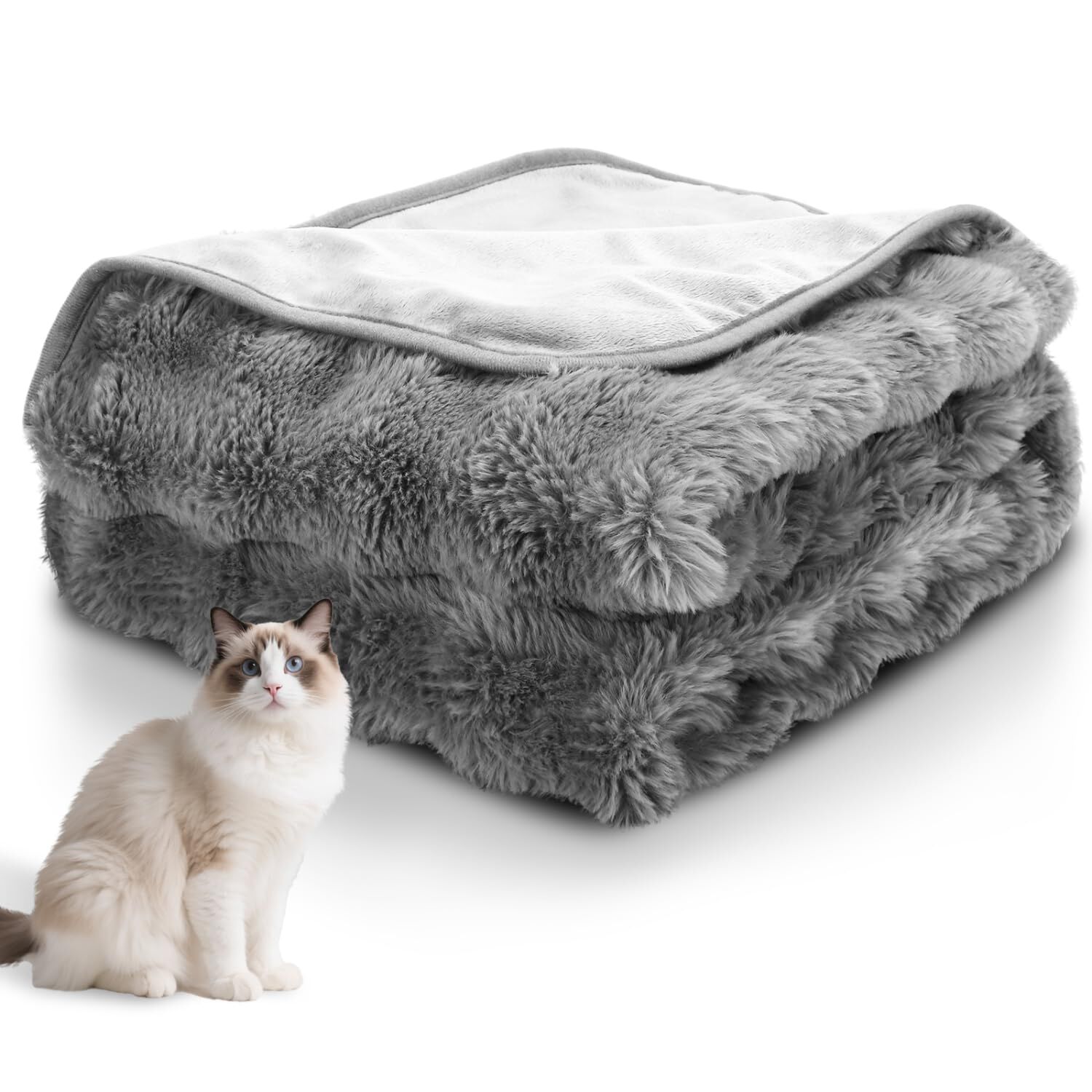 Nobelza Manta Impermeable Perro, Manta Suave de Felpa para Perros, Gatos, M 100 x 80 cn, Reversible, Lavable Mascotas de Fugas para Sofá y Cama, Gris thumbnail