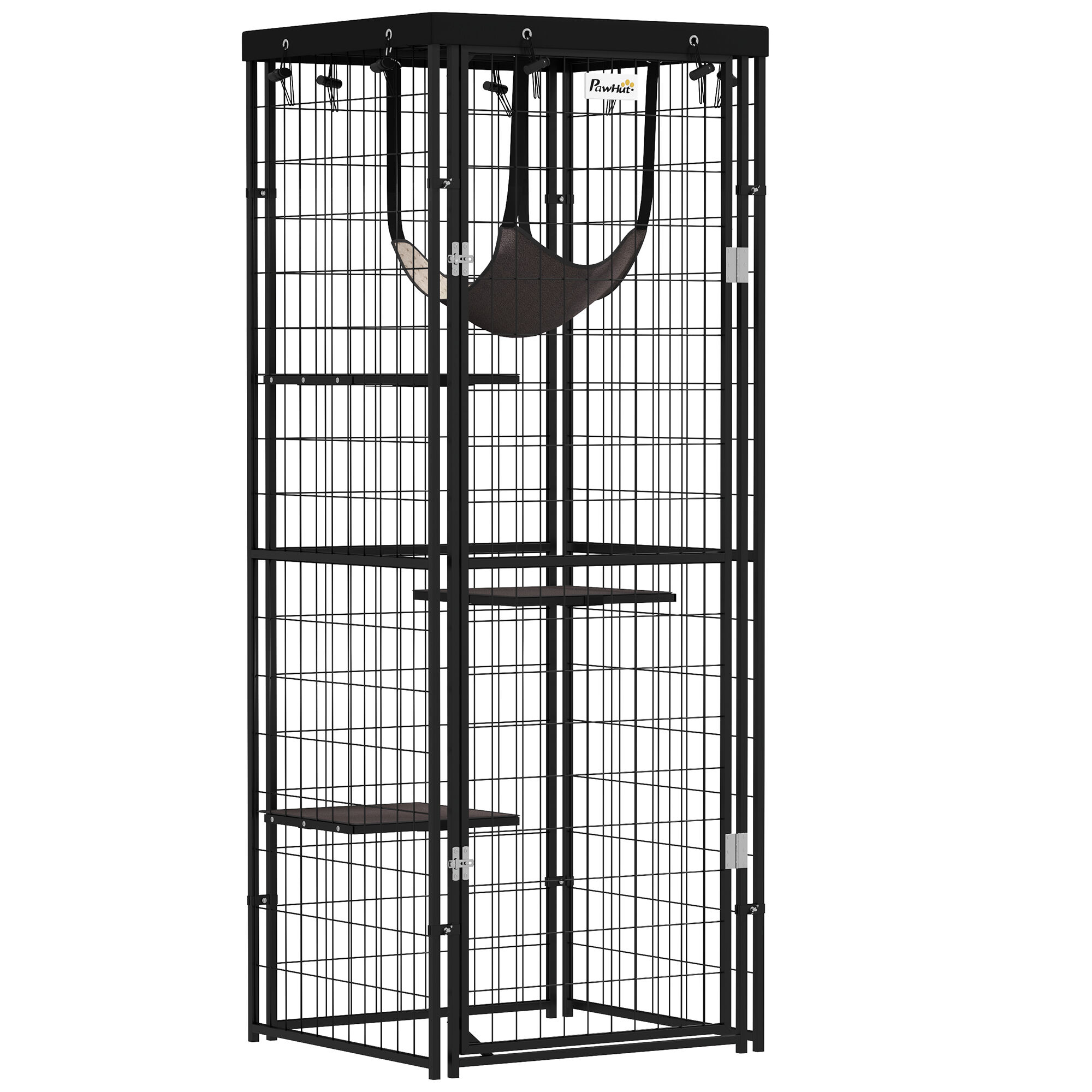 PawHut Jaula para Gatos Negro