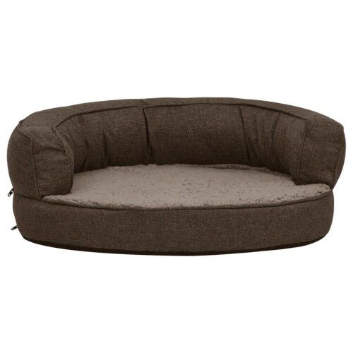Vidaxl sof&aacute; acolchado ovalado con coj&iacute;n marr&oacute;n para perros, , large Imagen numero 3