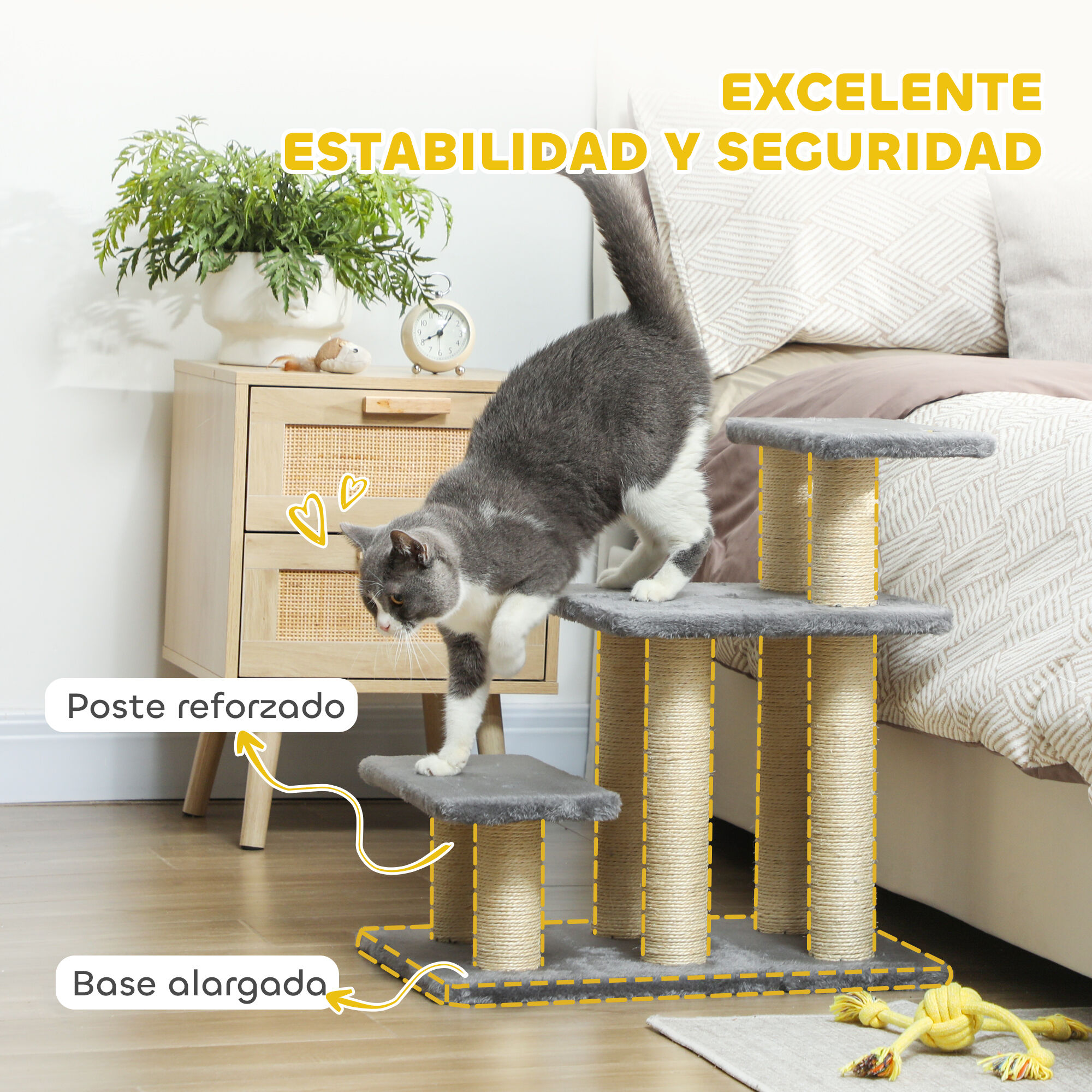 PawHut Escalera para Gatos Gris thumbnail